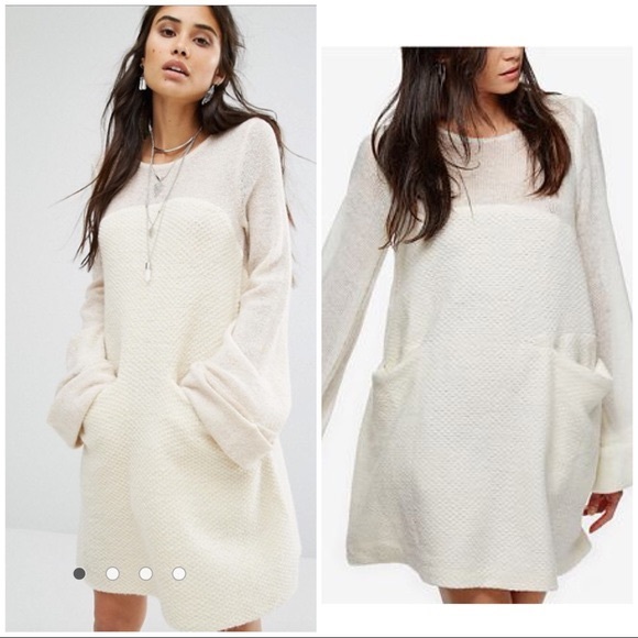 Free People Brown A Line Wool Blend Sweater Dress - Picture 6 of 7